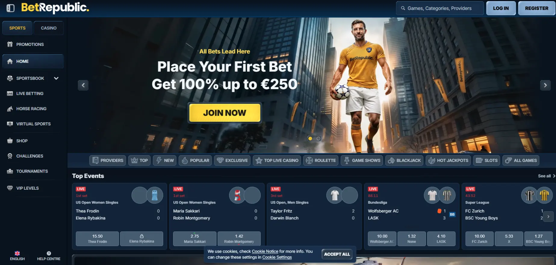 BetRepublic Casino Screen
