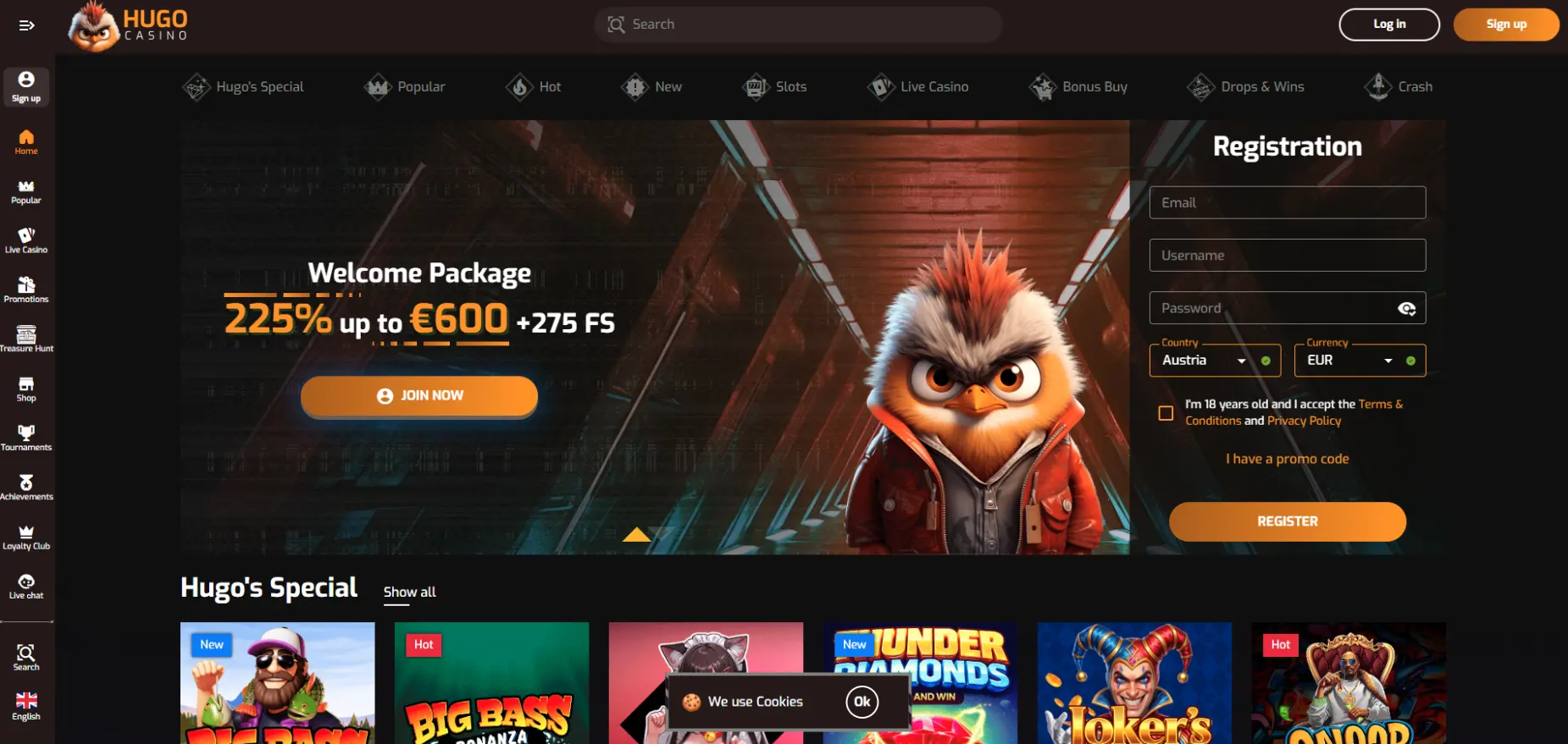 Hugo Casino Screen